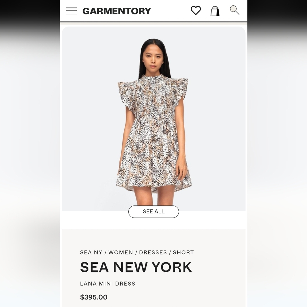 🐆 Sea New York Lana Mini Dress 100% Cotton 🐆
